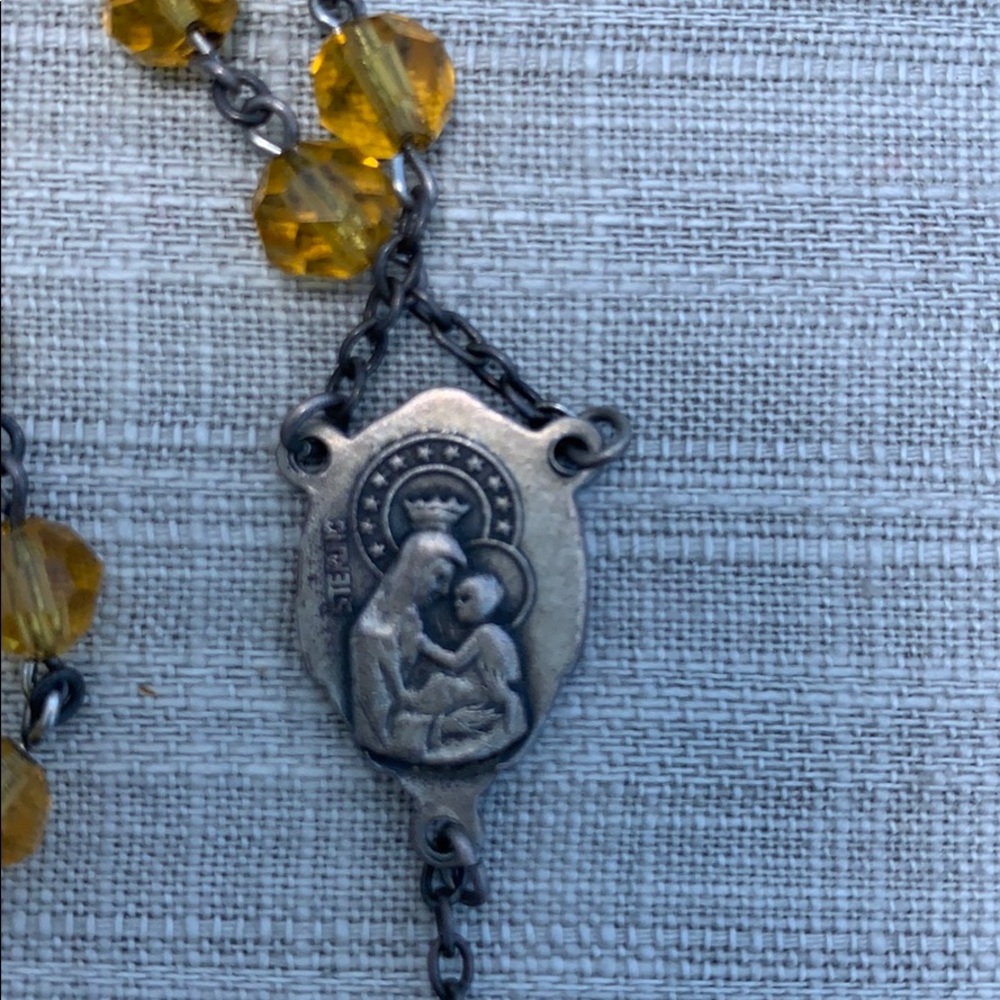 Sterling and Amber Glass Rosary w/gift Box - Picture 5 of 8